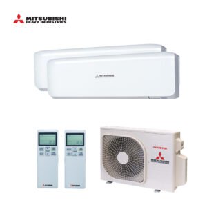Mitsubishi duo-split airco SCM40ZS-W wandunits SRK20ZS-W + SRK35ZS-W