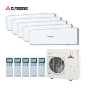 Mitsubishi multi-split airco SCM100ZS-W wandunits 5x SRK20ZS-W